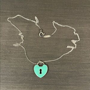 Tiffany Sterling Silver and Enamel Heart Lock Necklace
